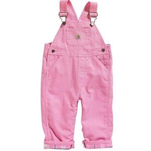 Carhartt Baby Girl Pink Plaid Flannel Lined Overalls 24M